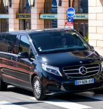 Monte-Carlo, Monaco - September 12, 2019: Luxury passenger bus Mercedes-Benz Viano (W447) in the city street.